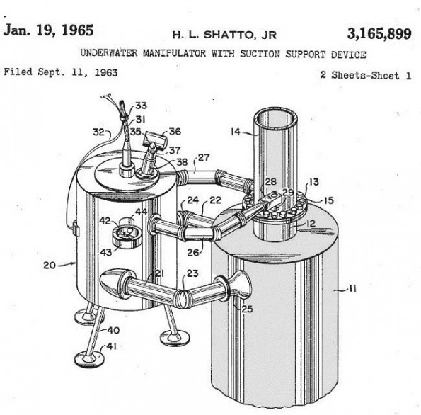 offshore robot ROV 1965 patent drawing of Shatto robot