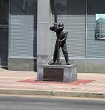 A statue in Shreveport commemorates an 1870 Louisiana oil well. 