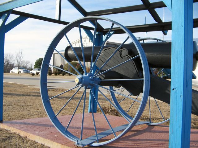 An oilfield fire fighting cannon at Seminole Oil Museum.