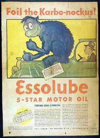 A circa 1935 Essolube cartoon ad drawn by Ted Geisel, the future children's book author Dr. Seuss.