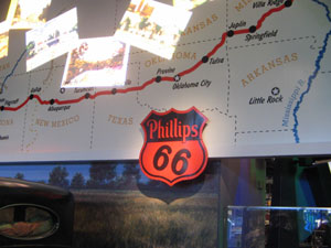 The role of "Route 66" from Chicago to Los Angeles is an exhibit feature. in the "America on the Move" Hall.