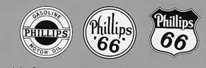 Early gasoline retail logos of the Phillips Petroleum Company.