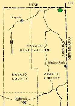 Map of Navajo Reservation in Arizona with Apache County oil production.