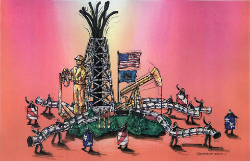 Concept drawing of 2007 Oklahoma City parade oil industry float.