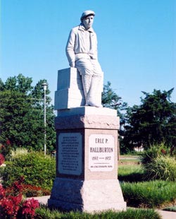 Erle P. Halliburton statue in Duncan, Oklahoma.