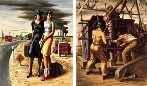 oil paintings of Texas oilfields by Jerry Bywaters