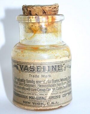 A Chesbrough Vaseline bottle, circa 1900.