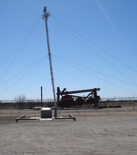 A cable-tool rig erected in 1952 by the American Petroleum Institute in Hobbs, N.M.