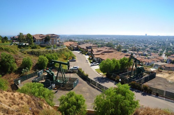 Modern view of Signal Hill oilfield in California.
