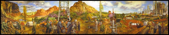 “Panorama of Petroleum” mural for the Smithsonian 1967 Hall of Petroleum.