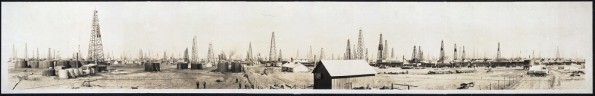 A panorama of the giant Burkburnett oilfiel,d circa 1920.