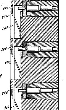 Patent drawing of 1930s era well perforating bullets with charges.
