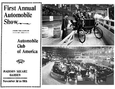 Automobiles powered by internal combustion engines at the 1900 National Automobile Show were primitive. The most popular models proved to be electric, steam, and gasoline…in that order.