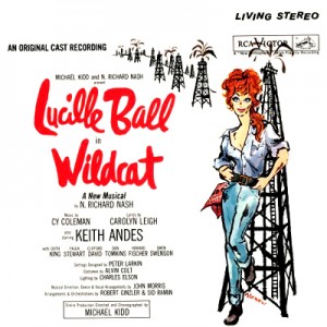 Stereo album cover of Lucille Ball in 1960 Broadway play "Wildcat."