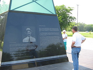 Glenpool oil derrick monument, which illuminates at night.