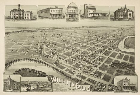 Thaddeus Fowler map of Wichita Falls, Texas, in 1890. 