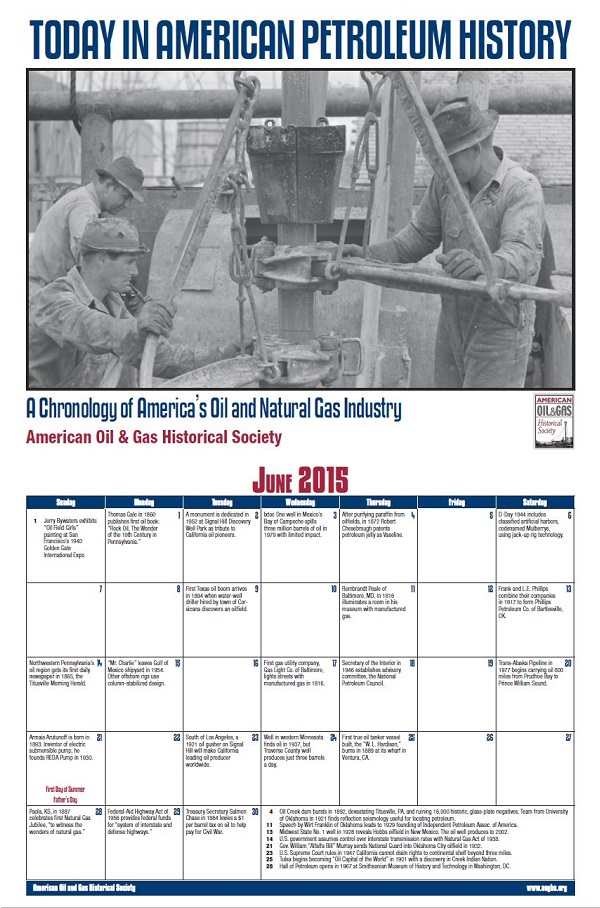 Petroleum History Calendar American Oil & Gas Historical Society
