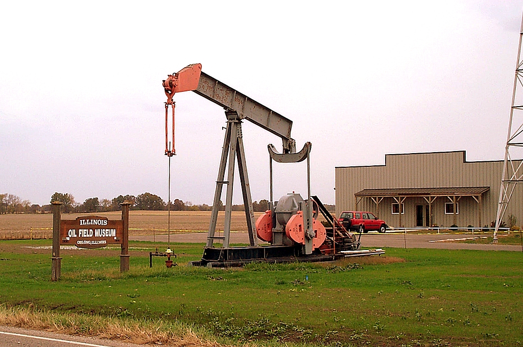 Oil well pump jack outside  Illinois oil museum in Oblong in 2005.