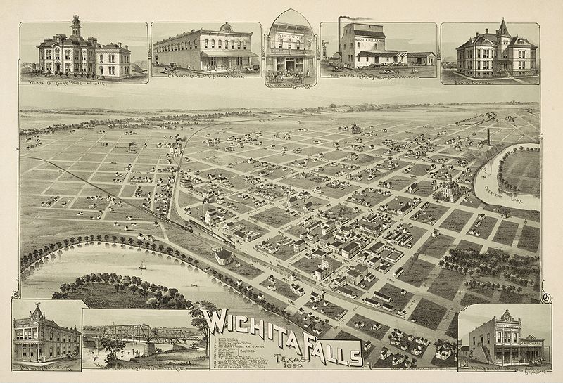 Felty outdoor museum 1890 lithograph of Wichita Falls, TX