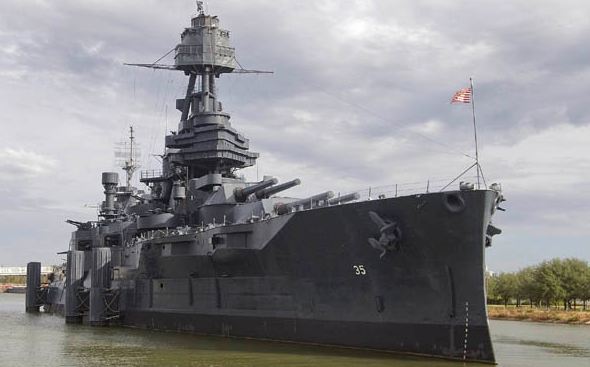 USS Texas, now at museum site in Texas.