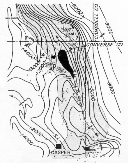 Wyoming well oilfield geologic map illustration