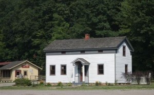 Refurbished boyhood home of "Coal Oil Johnny" at Oil Creek State Park (and train station) north of Rouseville, Pennsylvania.