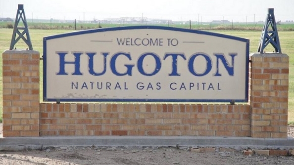 Natural Gas Museum welcome sign, "natural gas capital."