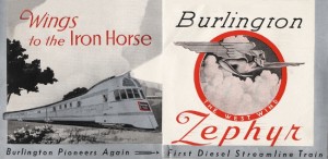 Burlington Zephyr,, the first diesel-electric passenger train.