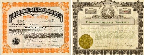 Revere Oil Company and the Petroleum Producers' Association certificates