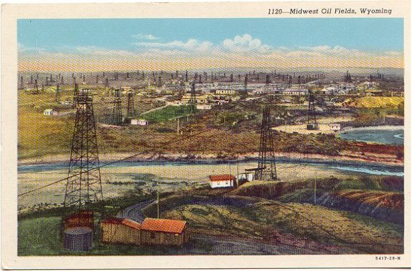 Wyoming oilfield vintage postcard