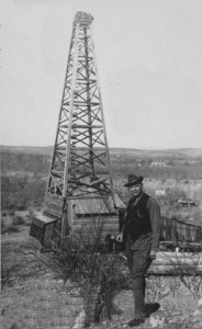 Edgar Cayce at his drilling rig in Luling oil field