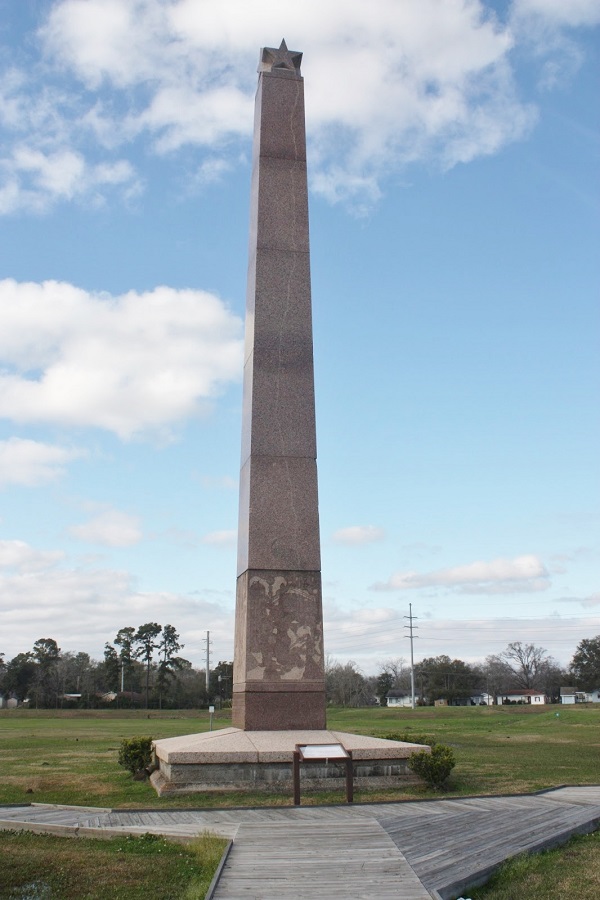 50-foot granite monument commemorates the Lucas gusher in Texas.