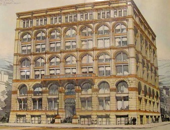 Architectural drawing of the Boston Building in Denver.