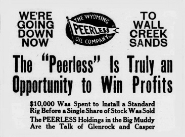 Peerless Oil Company promotion that appeared in Wyoming  newspapers.