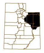 Map of petroleum-rich Unita Basin and counties in Utah.