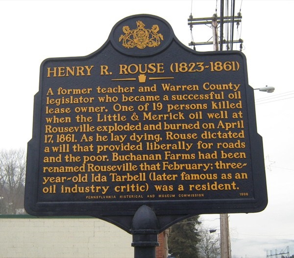 Historical marker for Henry Rouse of Warren County, Pennsylvania.