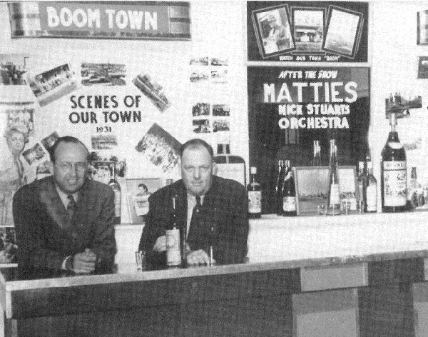 Liggett Crim and Knox Lamb at the opening of the 1941 movie "Boom Town" in Kilgore, Texas.