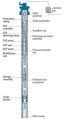 A modern ESP artificial lift diagram courtesy Schlumberger. 