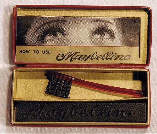 Circa 1930 Maybelline mascara case with mirror with brush.