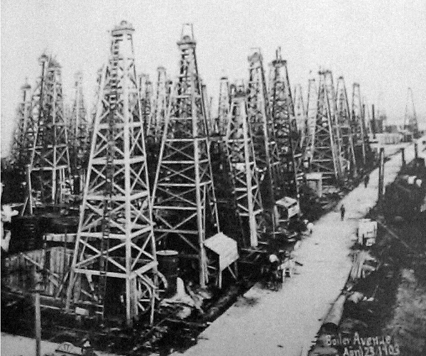  "Boiler Avenue, April 23, 1901." Although the Spindletop field will produce more oil in one day than the rest of the world’s oilfields combined, excessive production will result in a collapse in oil prices. 