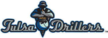 Oil company town baseball Tulsa Drillers logo.