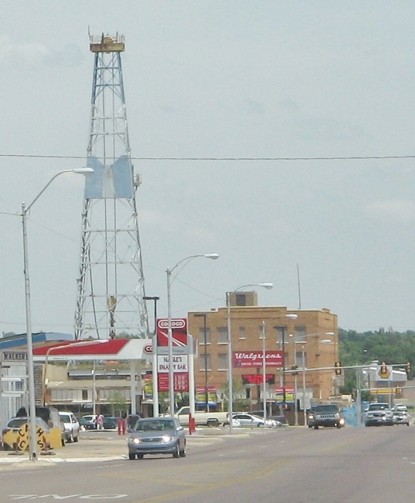 A giant drilling rig attracts tourists off Route 66 in Elk CIty, OK