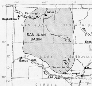 Map of New Mexico's San Juan oil and gas basin.