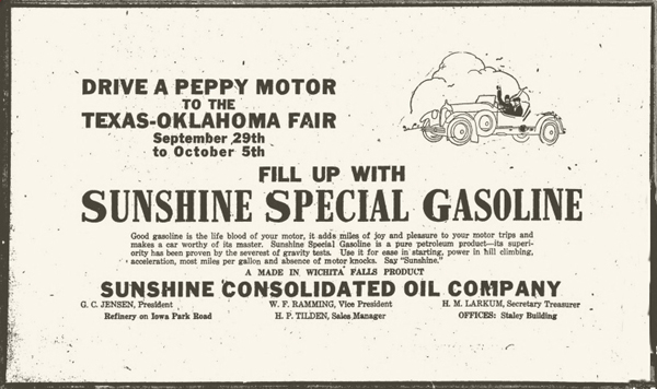 "Say Sunshine" card for newly renamed but financially troubled Sunshine State Oil and Refining Company.