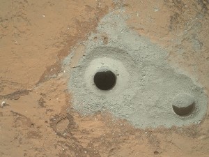 First drilling on planet Mars by Curiosity rover.