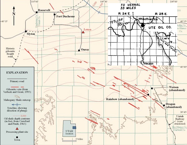 Color map courtesy Utah Geological Society of Utah oil shale deposits.