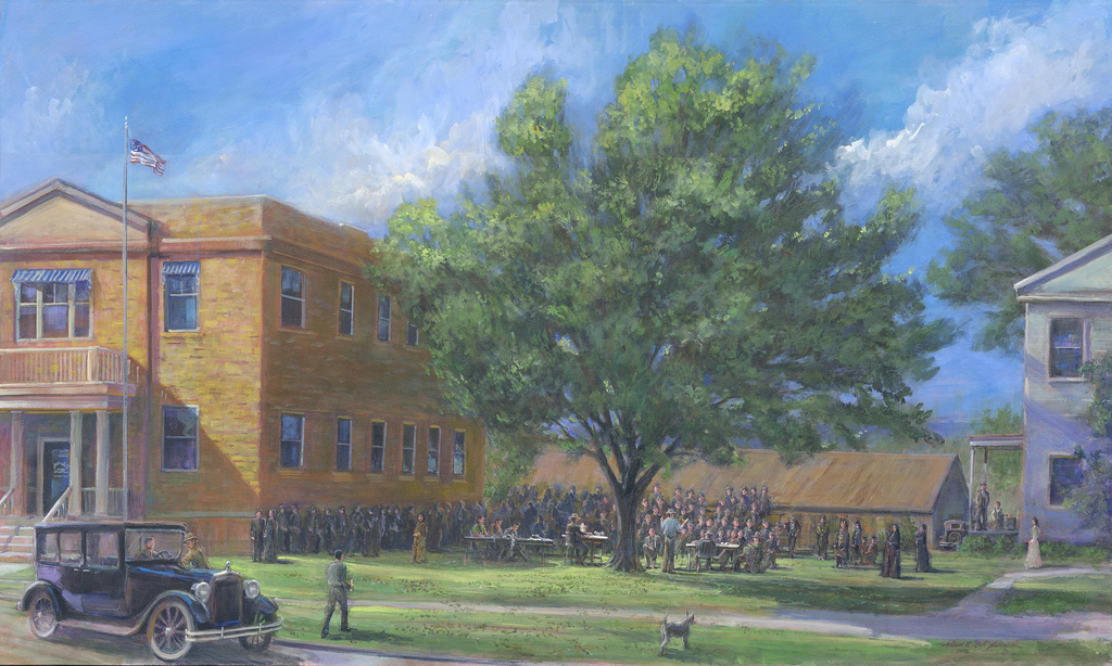 painting of million dollar elm in Pawhuska