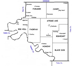 county map and Pawhuska 