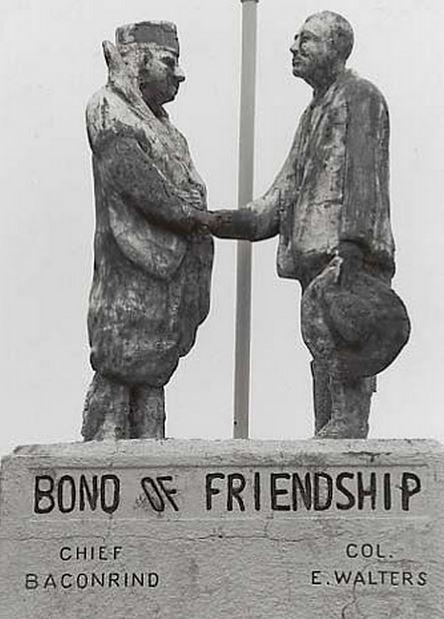 Statue of “Bond of Friendship" in Skedee, Oklahoma, has deteriorated since 1926. Photo courtesy the Library of Congress.