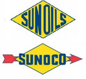Illustration of Sun Oil logo evolution to SUNOCO.